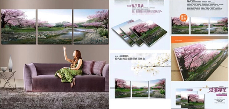 
                                                                                恋之屋   客厅现代简约装饰画风景画冰晶画 卧室壁画无框画三联挂画墙画 秋景 黄金大道 80*80 25MM冰晶玻璃面                
