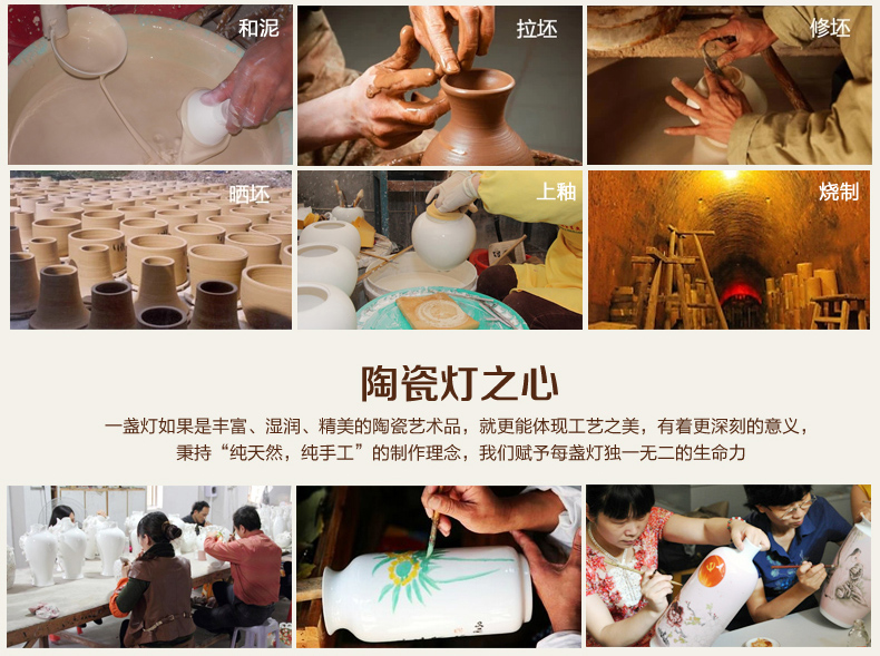 中式陶瓷台灯卧室床头灯欧式客厅书房台灯 复古婚庆装饰台灯 MG5001B