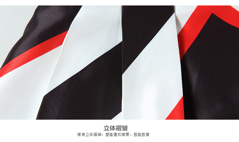 梵希蔓2015秋季新品撞色印花百褶半身裙女 时尚百搭蓬蓬短裙子  65773 花色 L