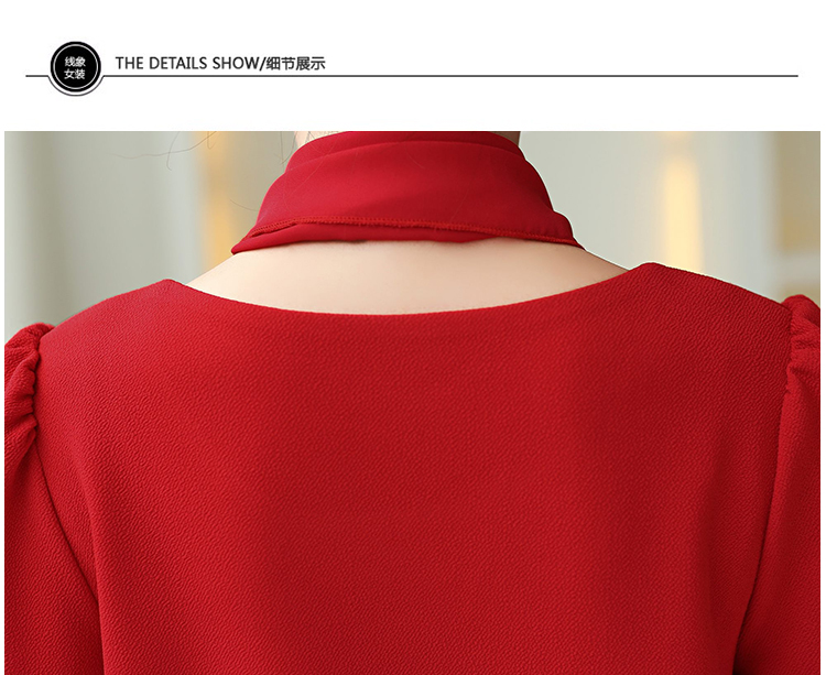 伊妍阁2015秋装新款女装韩版时尚修身长袖雪纺打底衫女 012# 红色 5XL