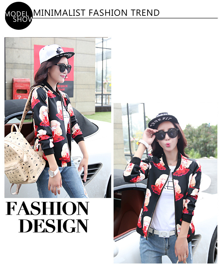 薇拉风2015秋季新款韩版女装棒球服百搭短外套上衣 红色 XL