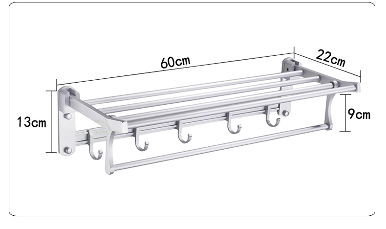 
                                        美可太空铝浴室毛巾架 吸盘式卫生间浴巾架 免打孔浴室墙上置物架                