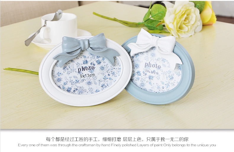 图慕 韩式树脂创意婚纱照相框相片架摆台7寸56寸8寸10寸A412寸16寸20寸 4寸圆形灰色 灰姑娘韩式蝴蝶结相框