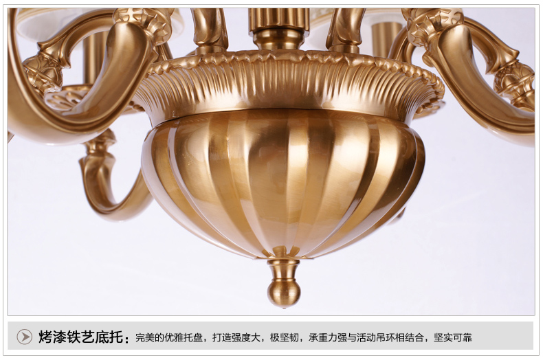 美式吊灯餐厅客厅吊灯 现代卧室吊灯 简约仿铜欧式吊灯 0294-8
