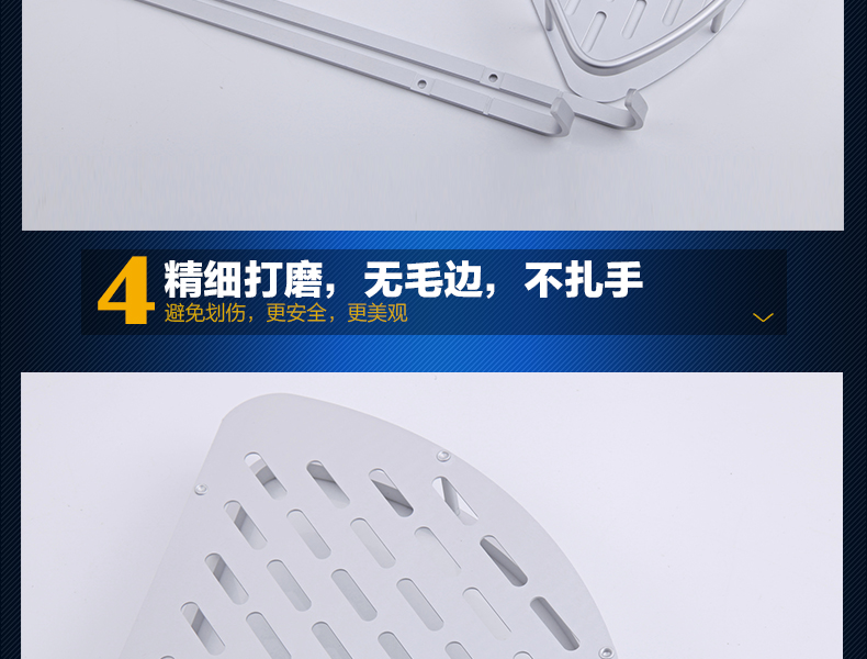 
                                                            欧文 太空铝双层平面浴室置物架 多边角落架 卫生间挂件带双挂钩                