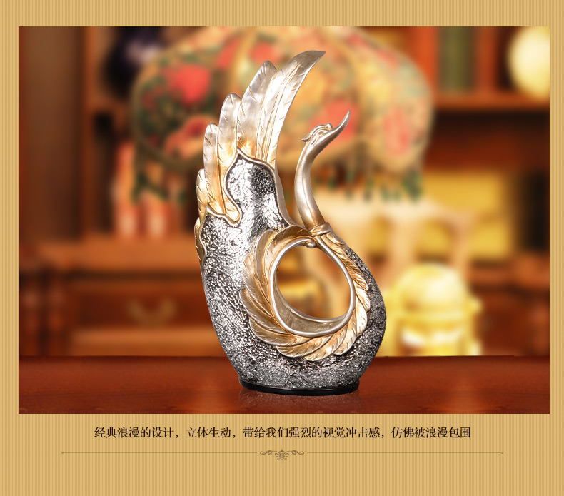 
                                        九尊堂 天鹅摆件欧式摆设客厅电视柜果盘创意家居装饰品实用婚庆结婚礼物 B00179a0欧式天鹅一对                
