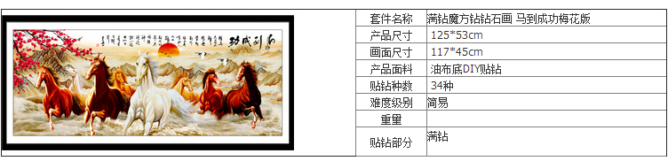 
                                        慕格 5D魔方钻钻石画八骏图十字绣 钻石绣贴钻画马到成功客厅大幅 马到成功八骏图 满钻全贴(魔方全钻)126*54cm大气磅礴                