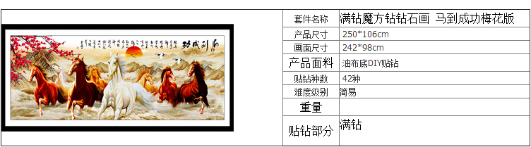 
                                        慕格 5D魔方钻钻石画八骏图十字绣 钻石绣贴钻画马到成功客厅大幅 马到成功八骏图 满钻全贴(魔方全钻)126*54cm大气磅礴                
