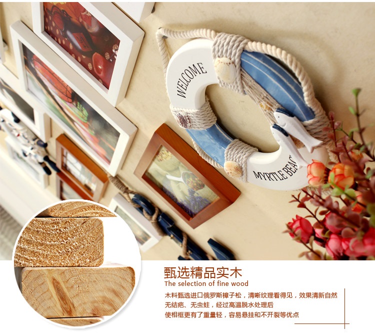 子轩立体墙饰IP542鱼骨牌创意超大照片墙/相框墙/相框组合 胡白两色+静沁画心