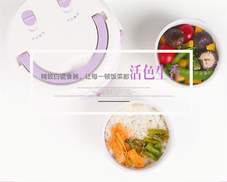 十度良品SD-983电热饭盒插电加热饭盒蒸煮热饭器 双层陶瓷内胆真空保鲜