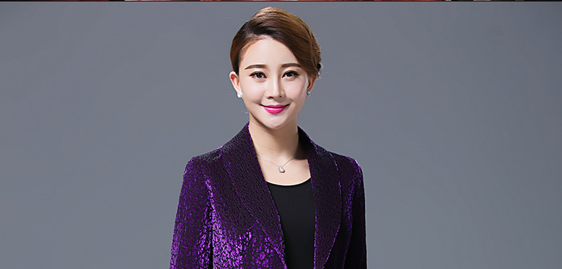 宝莲果2015秋季新款中年小西装女装外套大码气质修身宴会短外套 暗紫色 XL