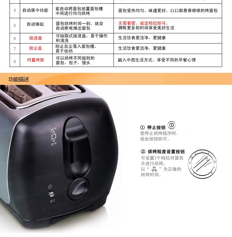北鼎(BUYDEEM)  不锈钢精美烤面包机/多士炉 D600【京东配送】