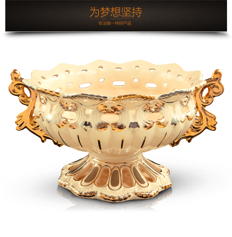 
                                        梵莎奇欧式果盘 奢华家居饰品装饰摆件 客厅茶几办公室果盘创意陶瓷复古宫廷水果盘送礼礼品礼物                