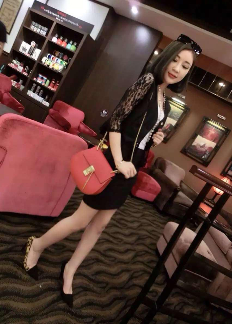 钰兮2015欧洲站新秋装新款名媛气质蕾丝拼接西服+包臀裙子8730# 黑色   S