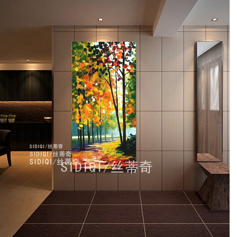 
                                        丝蒂奇SIDIQI欧式玄关抽象挂画现代时尚创意家居油画走廊装饰画有框画竖版风景壁画枫林 无框画 宽70*高130                