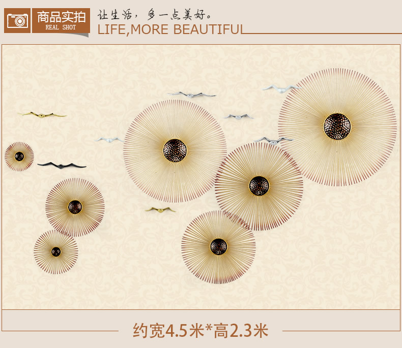 
                                        欣润 铁艺壁挂装饰动物挂件创意家居客厅餐厅金属墙贴工艺品 一件镀银海鸥大号长约33.5cm                