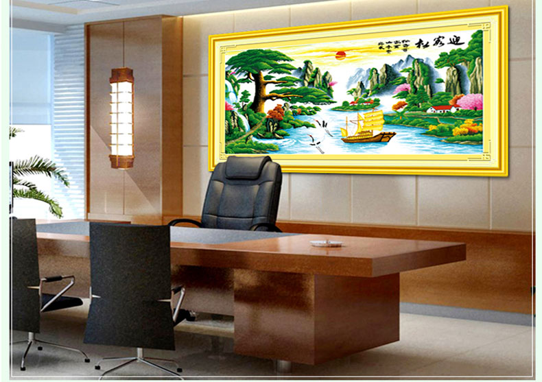 
                                        好绒绒（HAORONGRONG） 纯手工十字绣成品迎客松万里长城富贵绵延山水画风景客厅画 纯手工成品240*90cm                