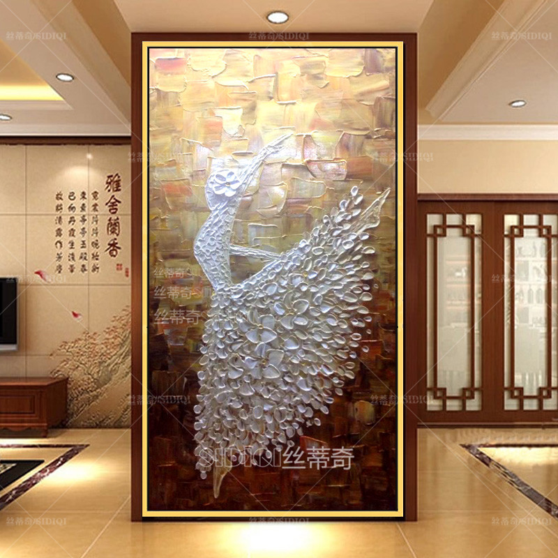 
                                        丝蒂奇SIDIQI玄关手绘欧式油画抽象挂画现代家居走廊壁炉时尚装饰有框画竖版酒店壁画芭蕾舞 欧式香槟外框 宽70*高130                
