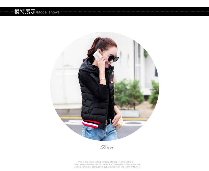 昱琪2015秋冬新款棉马甲女短款连帽时尚棉背心女韩版修身坎肩外套YQ054 黄色 L