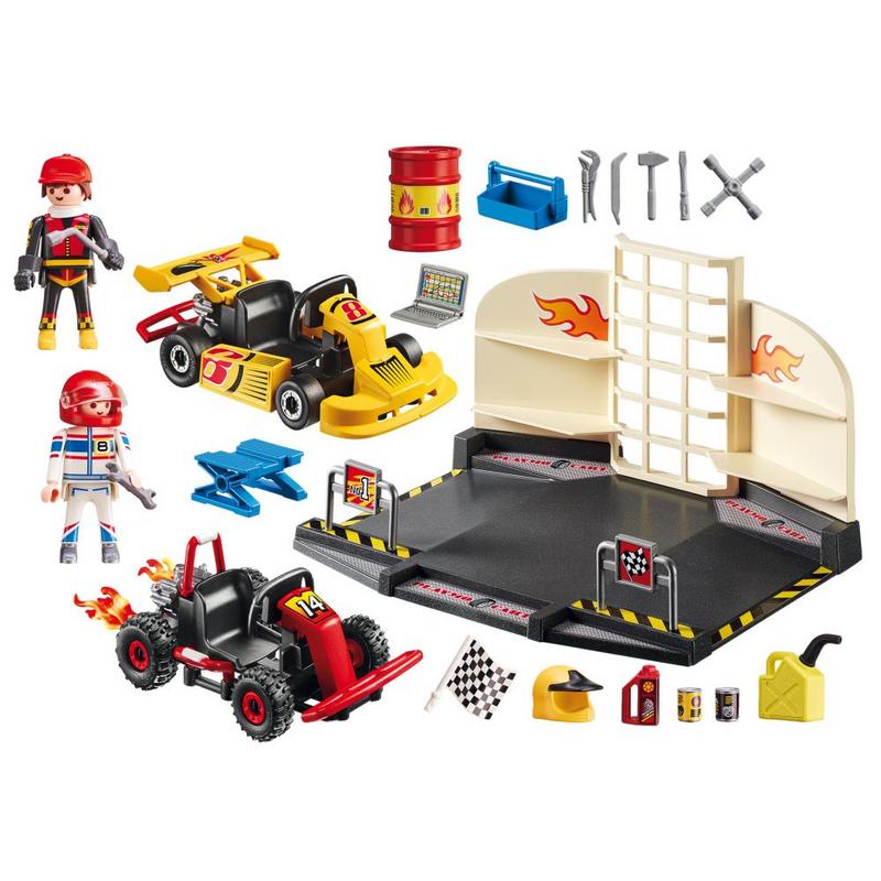 playmobil go kart garage