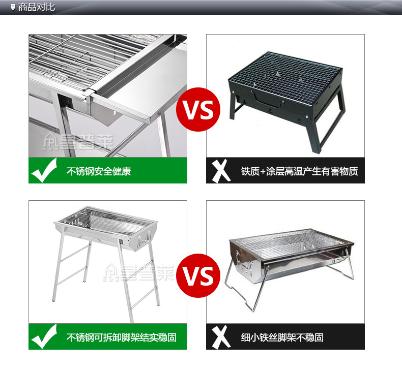 星普莱户外烧烤炉烧烤架便携不锈钢家用木炭烧烤工具K001 烧烤炉+B套餐