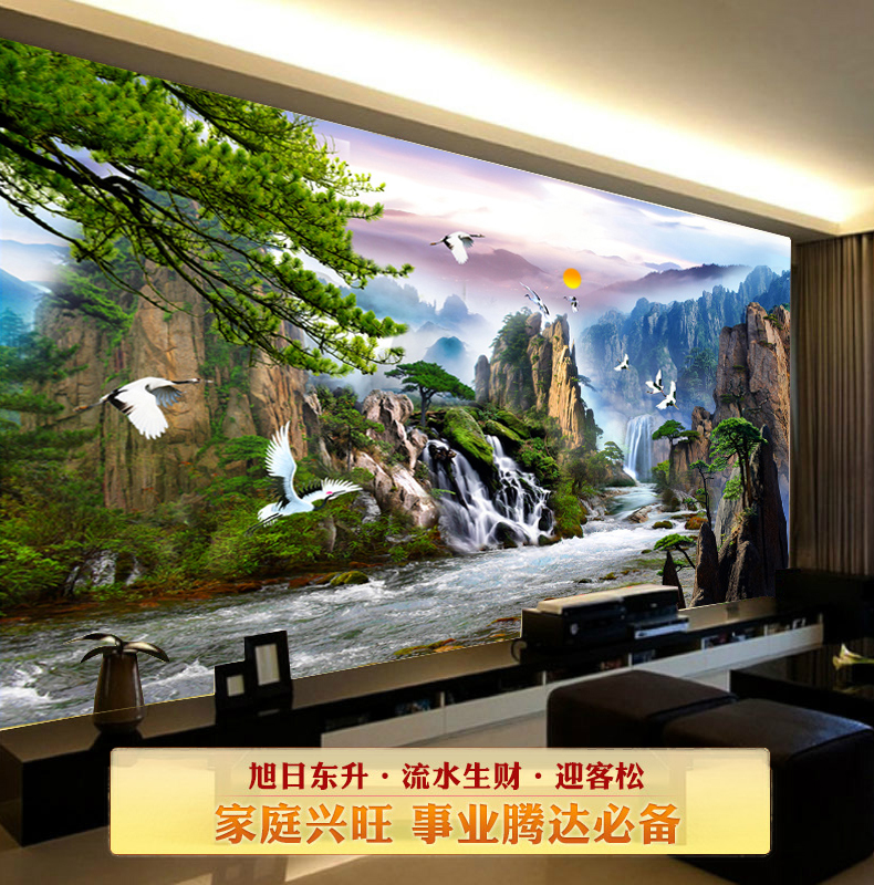 
                                        珍宝皇室蒙娜丽莎十字绣客厅新款迎客松流水生财风景山水画大幅锦绣山河卧室精准印花系列大画 满绣小版棉线 3股线绣 绣布尺寸 145*85厘米                