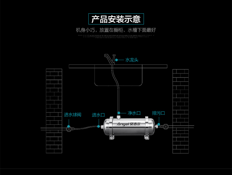 安吉尔sa-ufs500净水器家用管道超滤大通量商用厨用过滤器