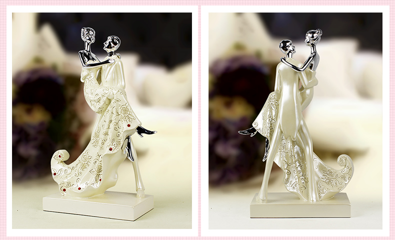 
                                        靓莎莎创意结婚装饰摆件工艺品送闺蜜朋友结婚纪念日艺术品 含情白色                
