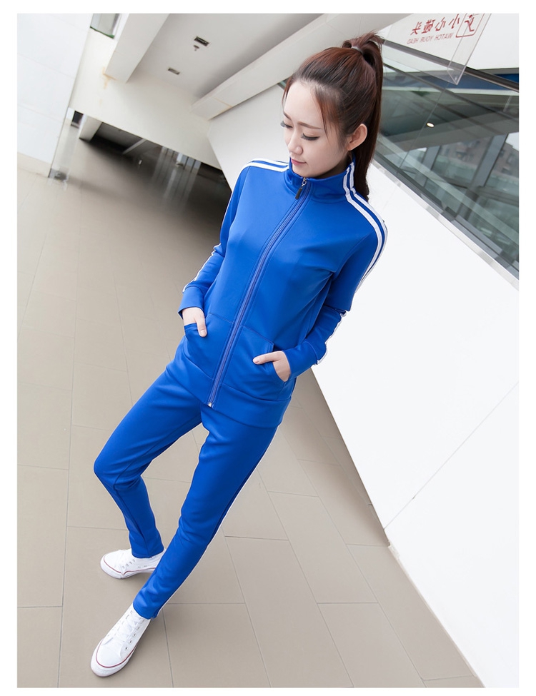IG 运动套装女秋学生跑步大码休闲两件套宽松运动服长裤套装修身 白色 M