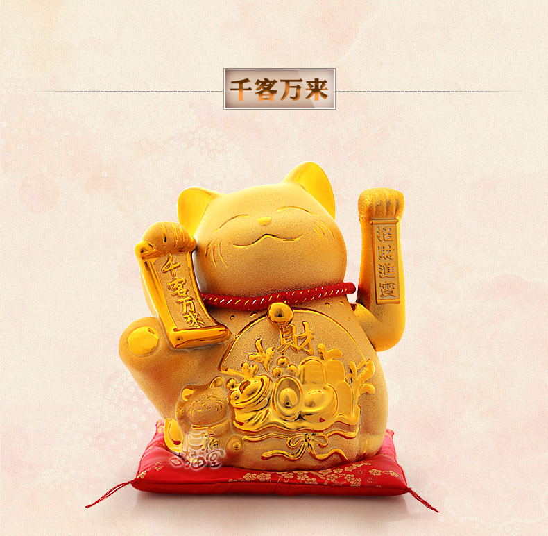 
                                        吉猫堂 金色摇手招财猫陶瓷开业礼品招财摆件大号存钱罐储蓄罐家居办公室工艺品装饰摆件 30厘米高大号彩金色生意兴隆 不存钱                