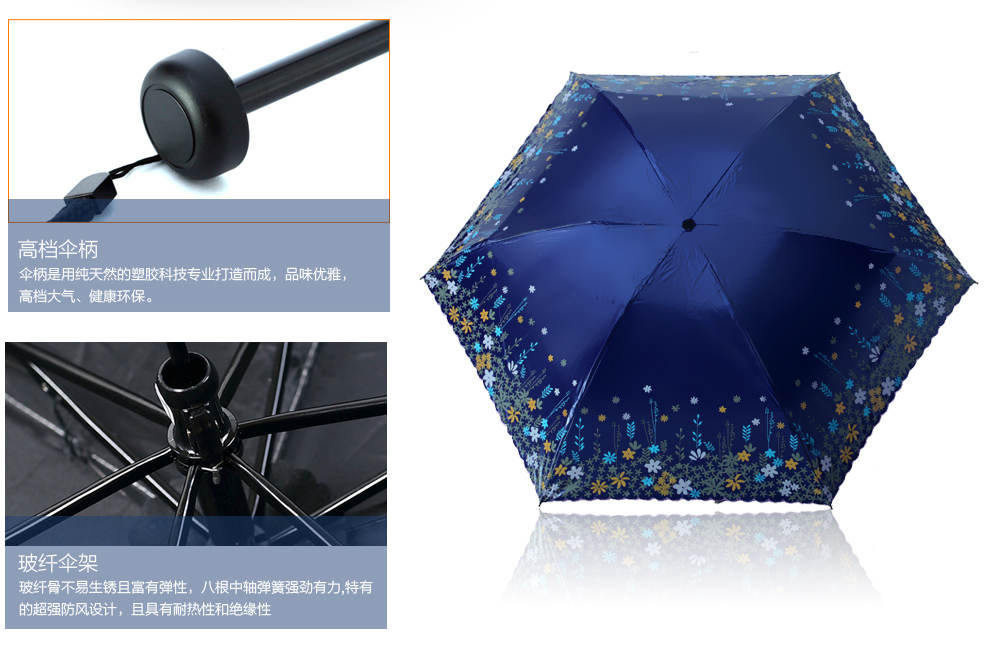上海故事超轻遮阳伞夏季女士防紫外线黑胶太阳伞时尚折叠晴雨伞科技碳纤维伞骨超轻 仅125克 巴格卡其