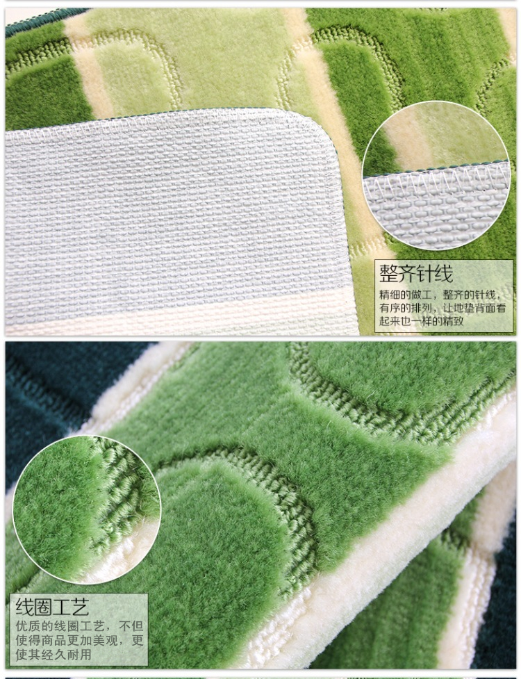 
                                        
                                                            爱心款地垫 防滑吸水浴室垫子 大号卧室客厅长方形脚垫家用进门入户门垫 丙纶地垫-绿色 40*60cm                