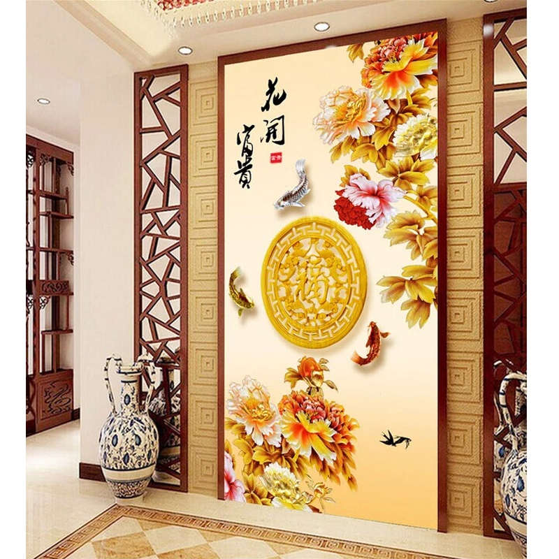 5DIY钻石画方钻花开富贵福十字绣客厅贴钻画牡丹富贵钻九鱼 105-200CM钻石画方钻满贴 钻超30%