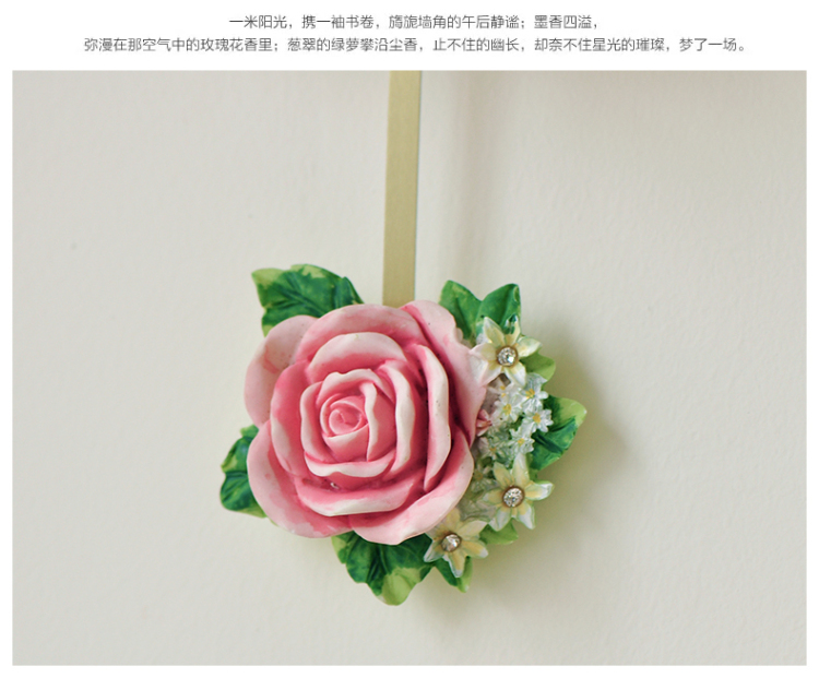 优贝家 创意欧式雕花树脂装饰钟 立体玫瑰花装饰客厅钟表挂钟静音 田园时尚装饰钟表10英寸 玫瑰花园