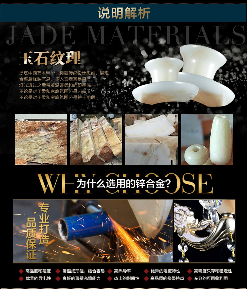 罗莎蒙德   欧式水晶壁灯客厅卧室床头双头壁灯创意锌合金仿玉石过道灯 607壁灯-2