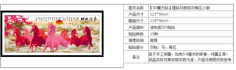 
                                        慕格 5D魔方钻钻石画八骏图十字绣 钻石绣贴钻画马到成功客厅大幅 马到成功八骏图 满钻全贴(魔方全钻)126*54cm大气磅礴                
