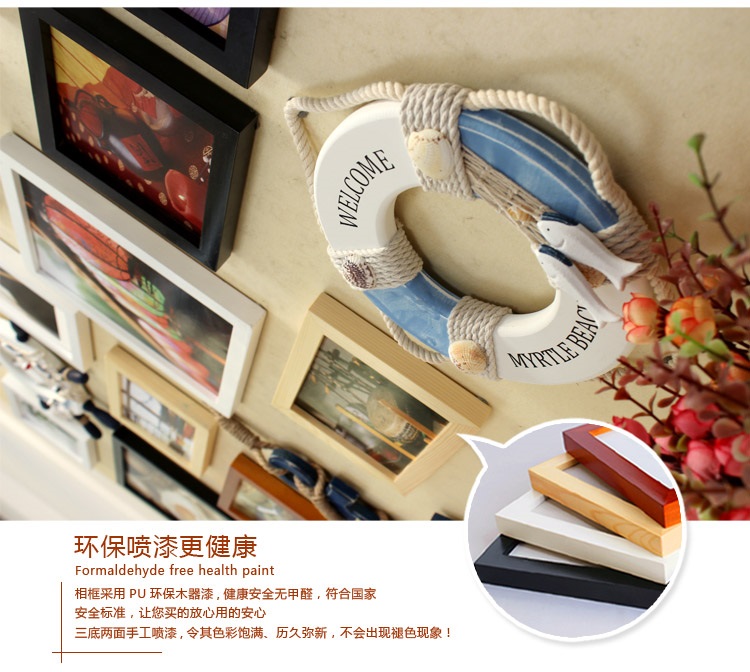 子轩立体墙饰IP542鱼骨牌创意超大照片墙/相框墙/相框组合 胡白两色+静沁画心