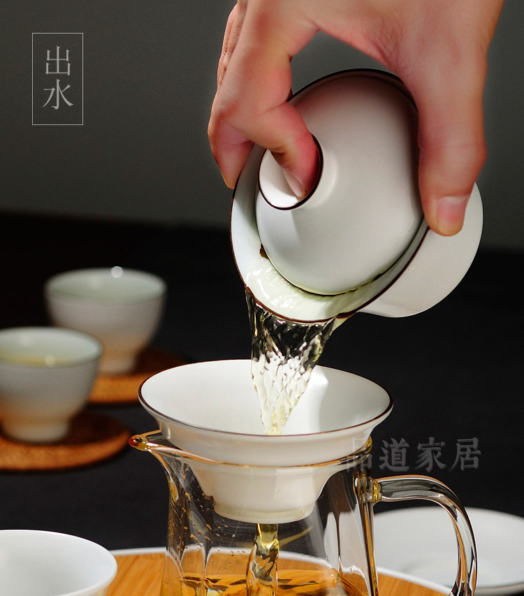 
                                                            品道家居 白盖碗陶瓷茶碗手工盖碗茶杯 功夫茶具三才碗                