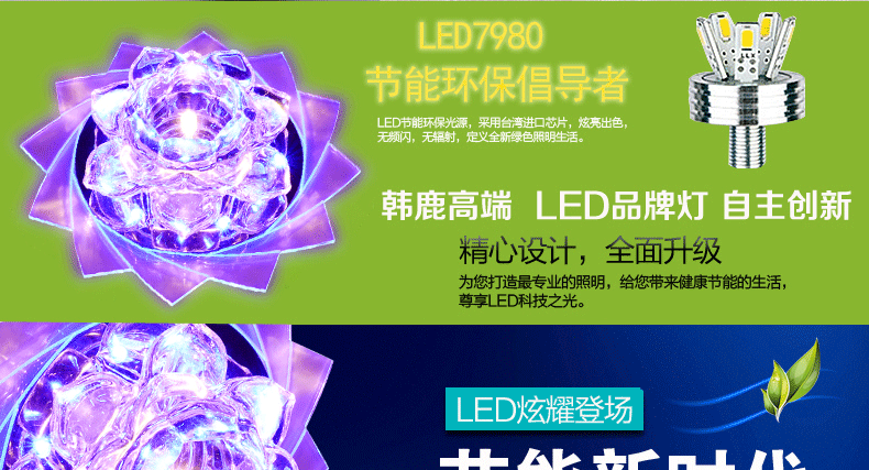 合丰 LED进口贴片过道灯玄关灯阳台灯走廊灯水晶灯吸顶灯门厅灯入户灯现代时尚梦幻花朵灯 LED3W+紫红辅光 暗装