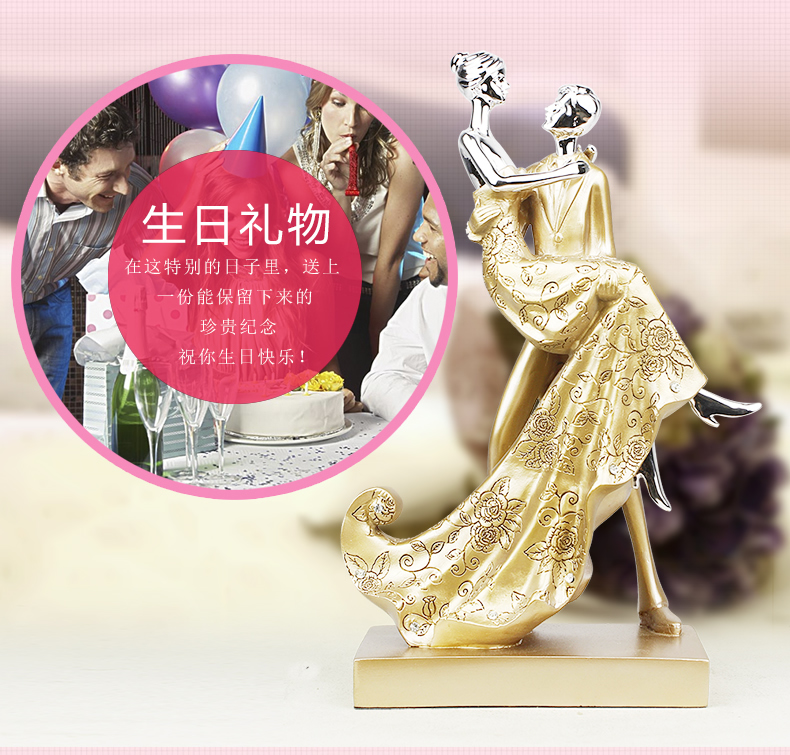 
                                        靓莎莎创意结婚装饰摆件工艺品送闺蜜朋友结婚纪念日艺术品 含情白色                