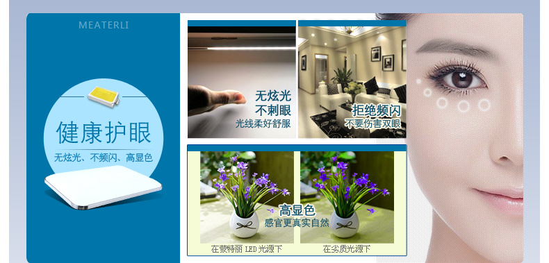 蒙特丽 客厅灯卧室灯餐厅灯书房吸顶灯IP5 现代简约LED灯具 非常薄苹果(B 66*42cm (24w白光led)