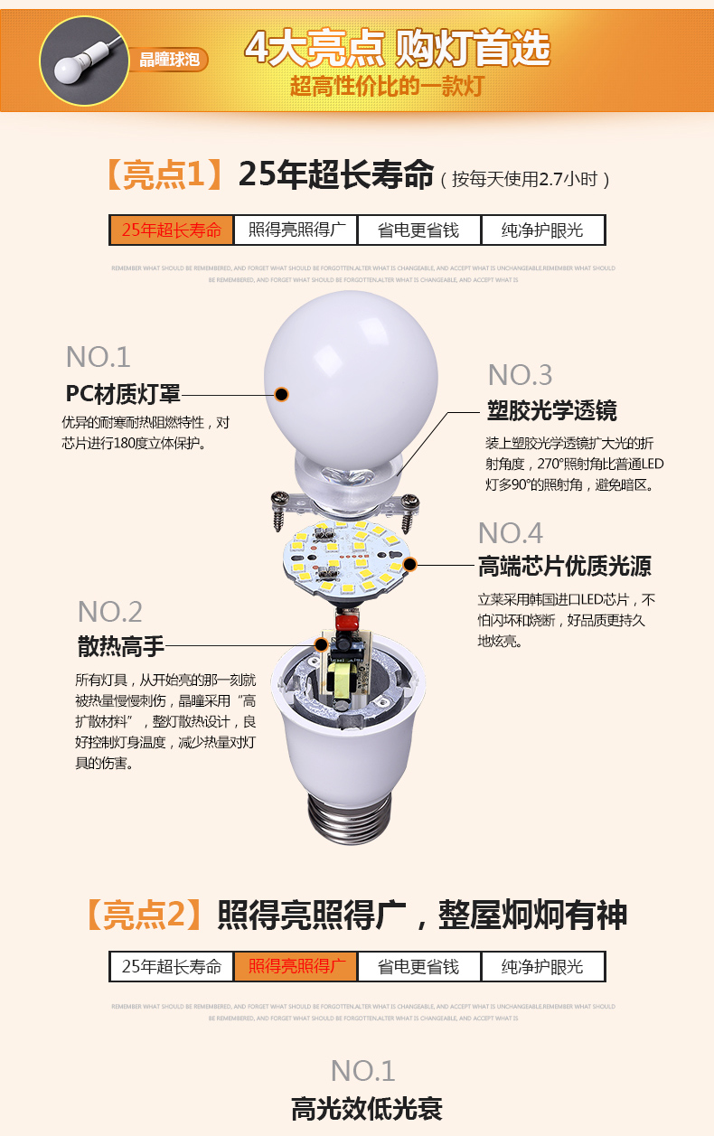 立莱 led灯泡 圆形超亮e27大螺口led球泡节能灯具 8W 白光