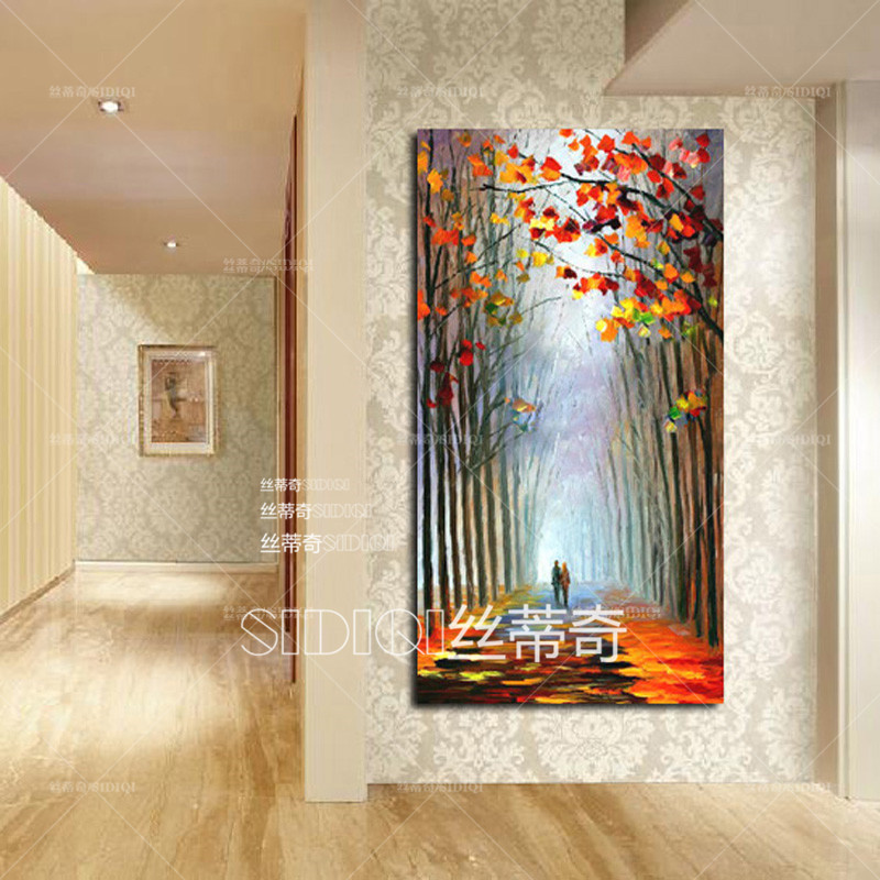 
                                        丝蒂奇SIDIQI欧式装饰画玄关油画竖版抽象风景挂画现代家居走廊过道有框画酒店壁画 欧式雕花金外框 宽70*高130                