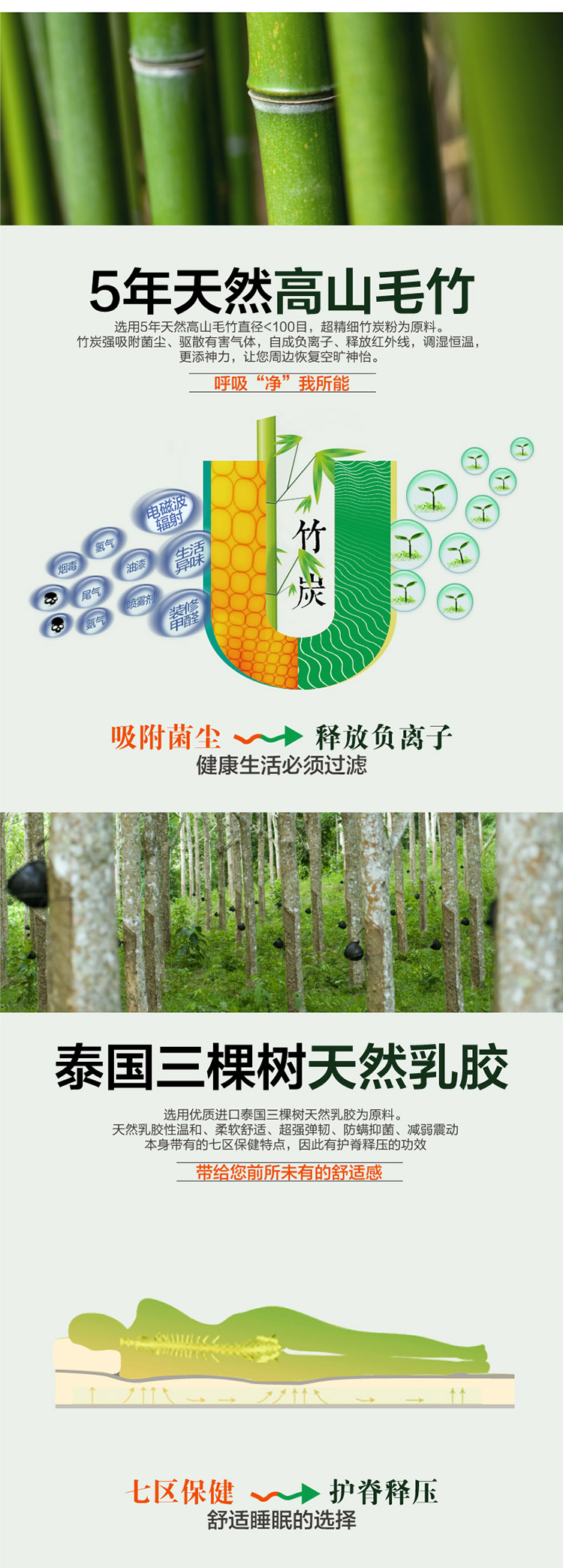 
                                        艾可麦 竹炭乳胶床垫泰国进口天然席梦思床垫榻榻米垫学生垫子床褥子单双人软硬厚薄可定制 5cm厚(含内外套) 190cm*90cm                