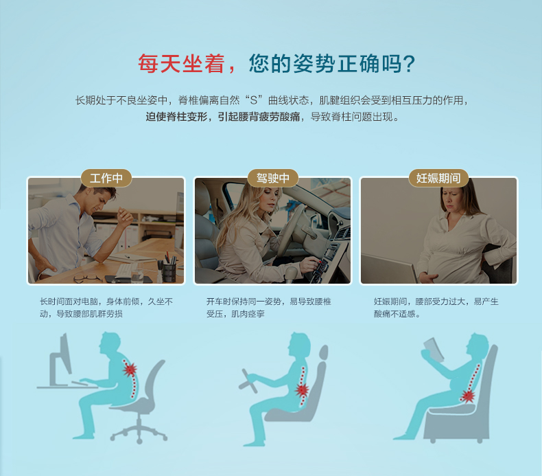 P.Health碧荷 记忆棉腰靠办公室腰椎靠垫枕 办公椅腰枕腰垫 护腰靠垫 腰垫 藏蓝色