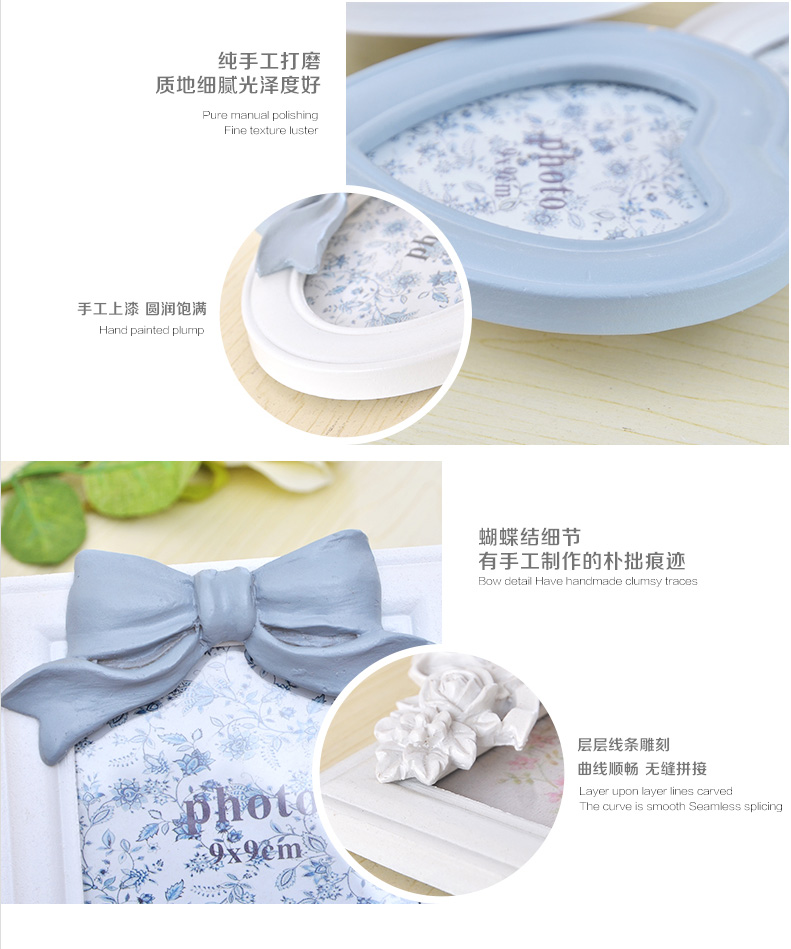 图慕 韩式树脂创意婚纱照相框相片架摆台7寸56寸8寸10寸A412寸16寸20寸 4寸圆形灰色 灰姑娘韩式蝴蝶结相框