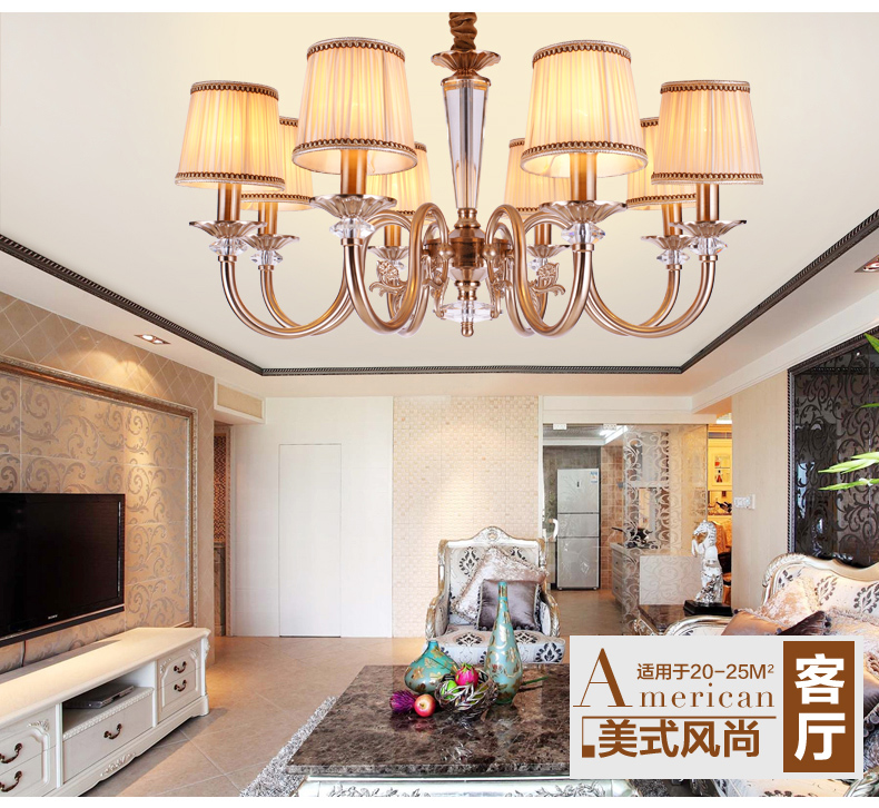 美式吊灯餐厅客厅吊灯 现代卧室吊灯 简约仿铜欧式吊灯 0291-6