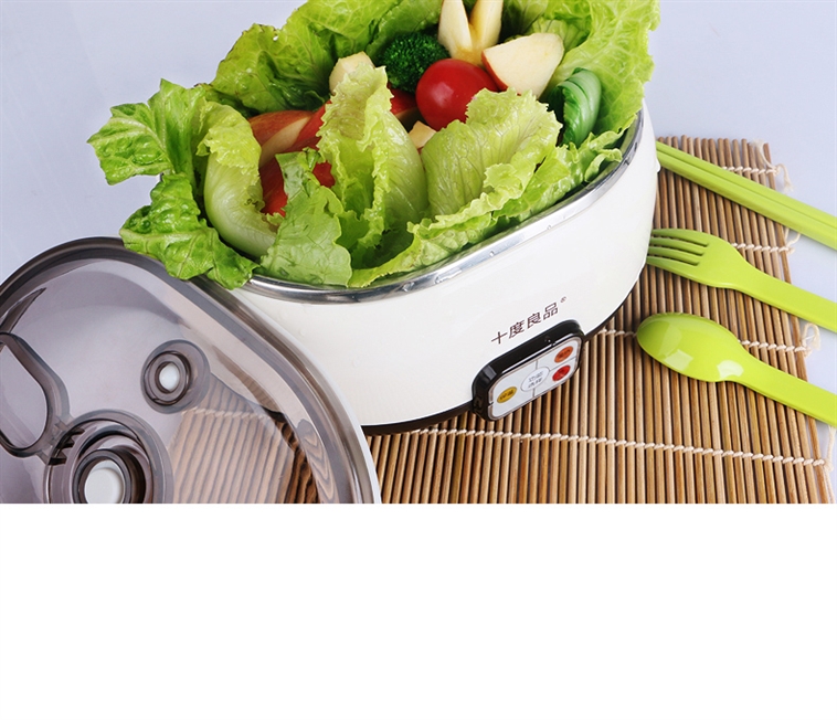 十度良品SD-980电热饭盒插电加热饭盒蒸煮热饭器不锈钢内胆真空保鲜免水加热8小时保温