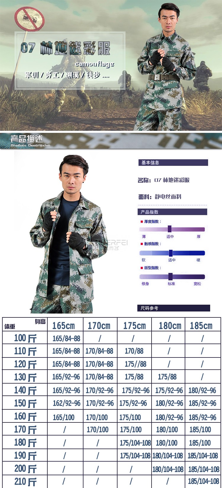 特警部队武警军装正品新式林地迷彩服 男女夏季作训服