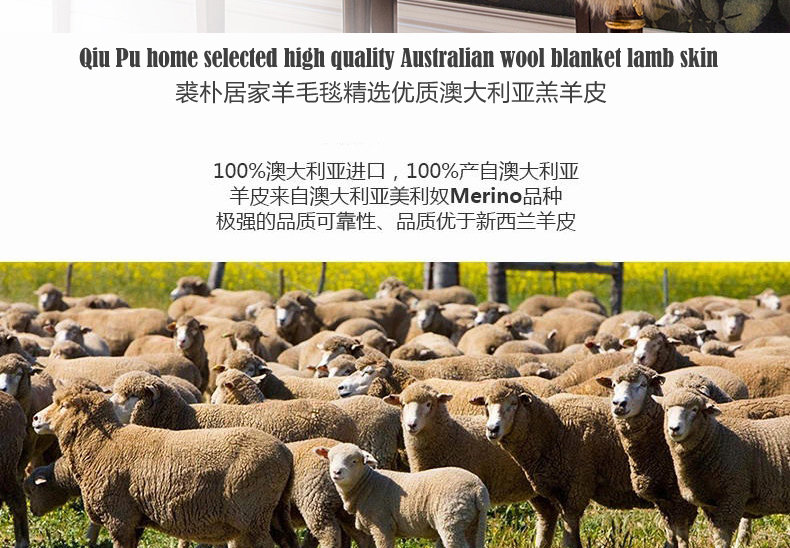 
                                                                                裘朴 澳洲纯羊毛沙发坐垫沙发毯羊毛飘窗垫整张羊皮地毯客厅茶几地毯椅垫皮毛一体 奶油色 尊享款.2P65*175cm                